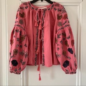 Zara Pink Embroidered Blouse